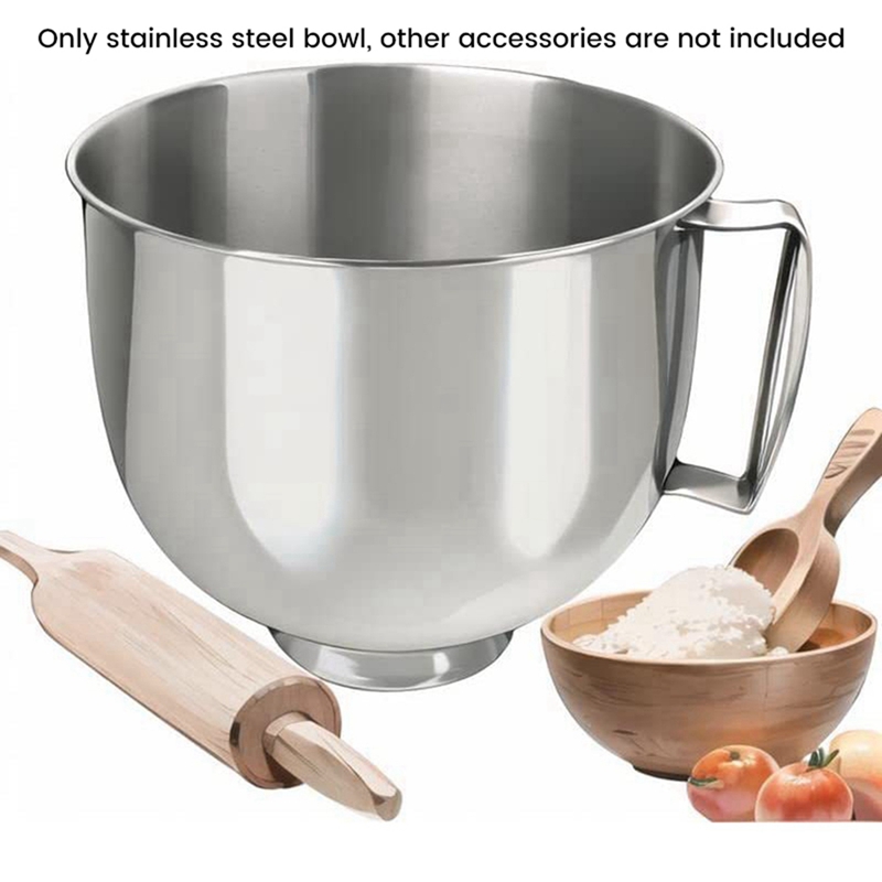 Kitchenaid Mixer Artisan 5Qt - A65T 3X ステンレス製ミキシングボウル（キッチンエイド クラシック アーティザン 4.5QT/5QT用）。食器洗い機対応の交換用ボウル、シルバー。