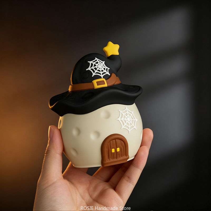 Potsticker Mold - 魔法使いのキャンディジャー用シリコンモールド、魔法使いの帽子型プラスターモールド、ガーデニング用セメント製植木鉢モールド、ハロウィンデコレーション